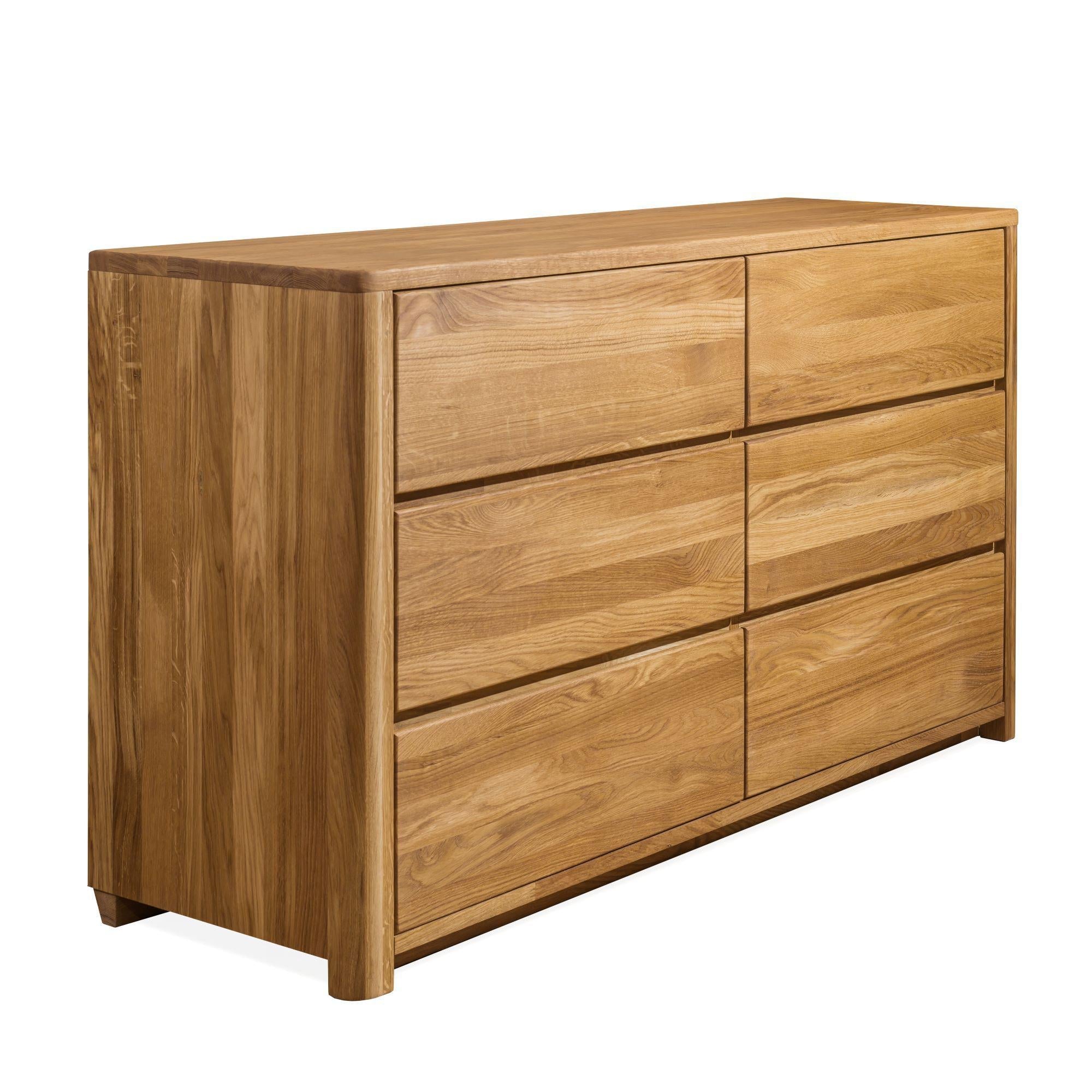 NordicStory Aparador Cómoda Elsa 6 Cajones Madera Maciza Roble Escandinavo